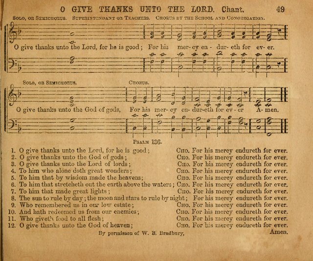Sabbath School Bell No. 2: a superior collection of choice tunes, newly arranged and composed, and a large number of excellent hymns written expressly for this work, which are well adapted for...      page 49