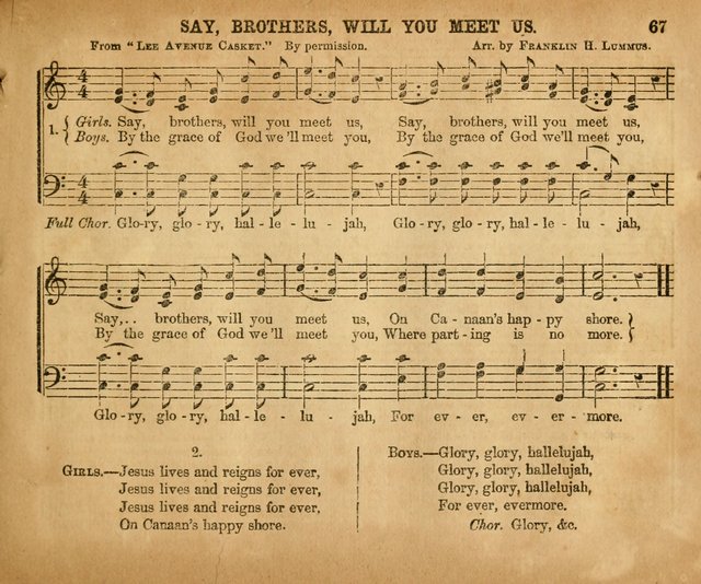 Sabbath School Bell No. 2: a superior collection of choice tunes, newly arranged and composed, and a large number of excellent hymns written expressly for this work, which are well adapted for...      page 67
