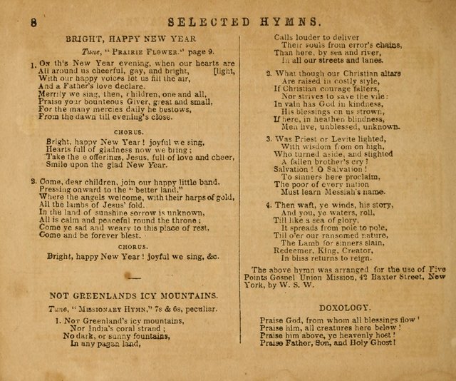 Sabbath School Bell No. 2: a superior collection of choice tunes, newly arranged and composed, and a large number of excellent hymns written expressly for this work, which are well adapted for...      page 8