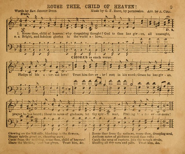 Sabbath School Bell No. 2: a superior collection of choice tunes, newly arranged and composed, and a large number of excellent hymns written expressly for this work, which are well adapted for...      page 9