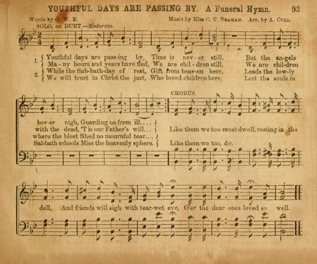 Sabbath School Bell No. 2: a superior collection of choice tunes, newly arranged and composed, and a large number of excellent hymns written expressly for this work, which are well adapted for...      page 93
