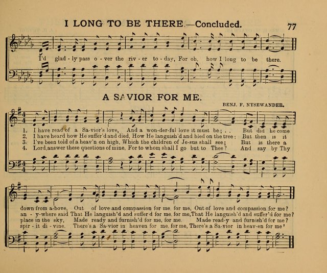 Songs of the Sun Bright Clime: a collection of choice music and poetry, for Sabbath schools and gospel meetings page 77