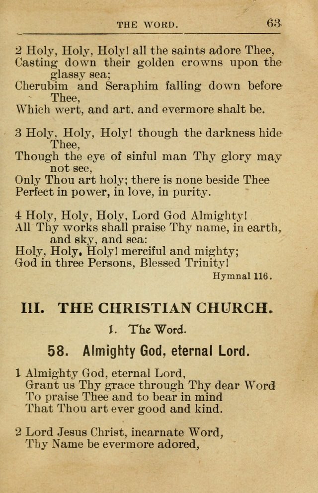 Sunday School Book: containing liturgy and hymns for the Sunday School (Rev. and Enl. Ed.) page 63