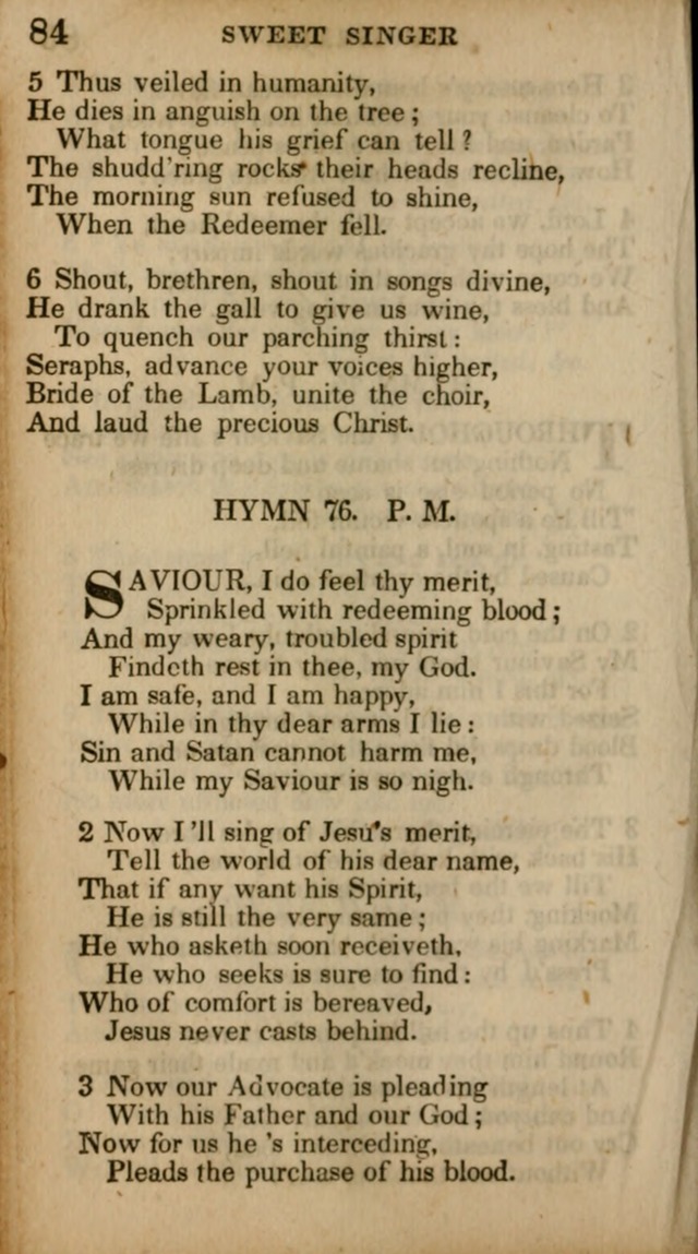 The Sweet Singer of Israel: a collection of hymns and spiritual  songs, usually sung at camp, prayer, and social meetings, and revivals of religion (New ed. much enlarged) page 84