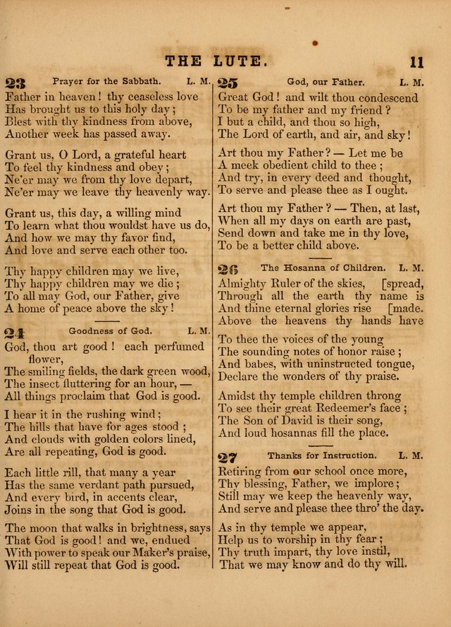 The Sabbath School Lute: a selection of hymns and appropriate melodies, adapted to the wants of Sabbath schools, families and social meetings page 11