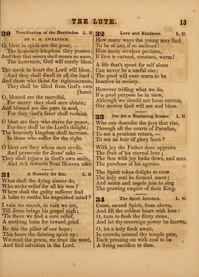 The Sabbath School Lute: a selection of hymns and appropriate melodies, adapted to the wants of Sabbath schools, families and social meetings page 13