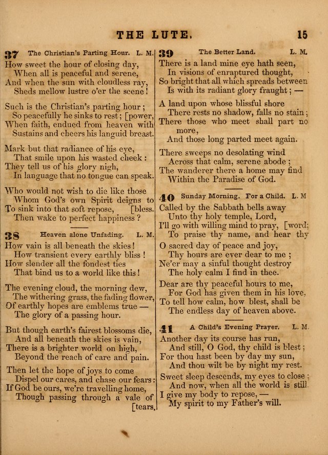 The Sabbath School Lute: a selection of hymns and appropriate melodies, adapted to the wants of Sabbath schools, families and social meetings page 15