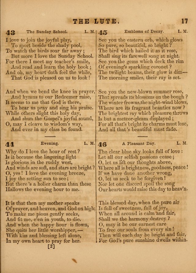 The Sabbath School Lute: a selection of hymns and appropriate melodies, adapted to the wants of Sabbath schools, families and social meetings page 17