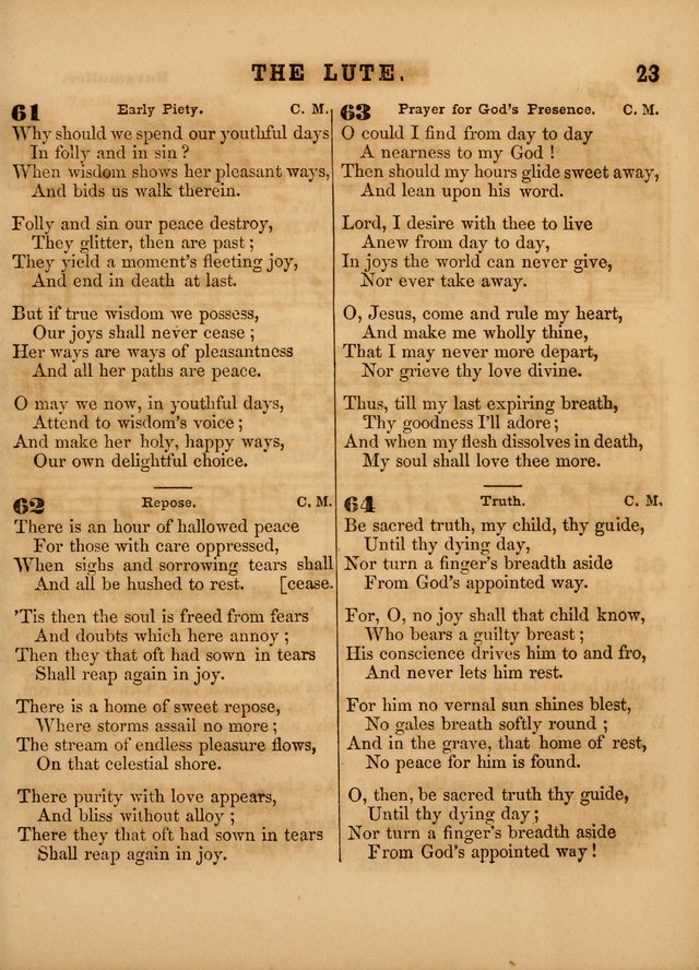 The Sabbath School Lute: a selection of hymns and appropriate melodies, adapted to the wants of Sabbath schools, families and social meetings page 23