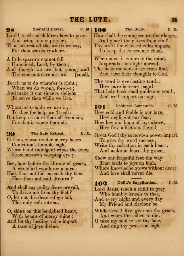 The Sabbath School Lute: a selection of hymns and appropriate melodies, adapted to the wants of Sabbath schools, families and social meetings page 35