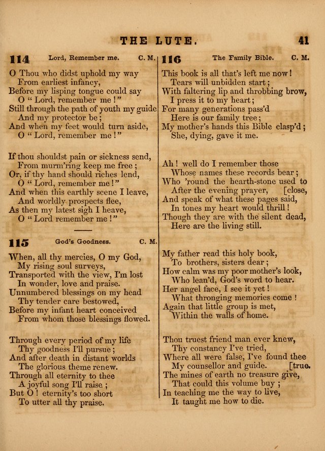 The Sabbath School Lute: a selection of hymns and appropriate melodies, adapted to the wants of Sabbath schools, families and social meetings page 41