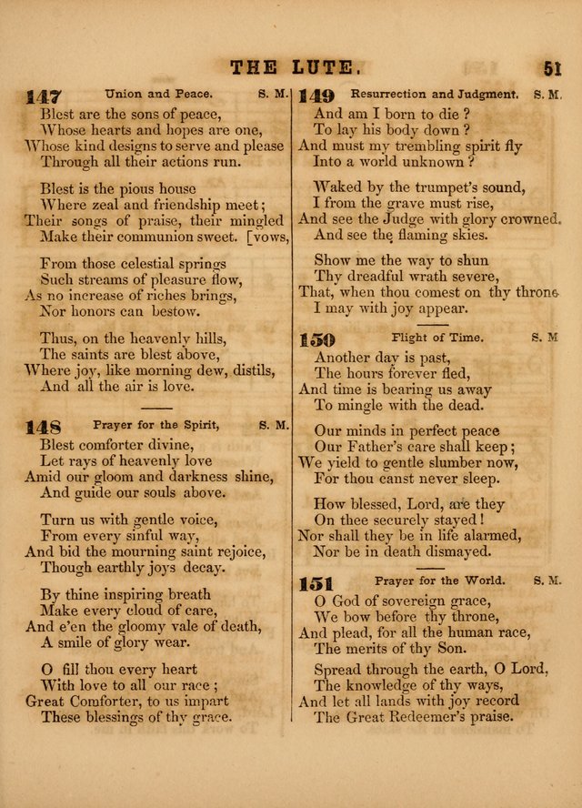 The Sabbath School Lute: a selection of hymns and appropriate melodies, adapted to the wants of Sabbath schools, families and social meetings page 51