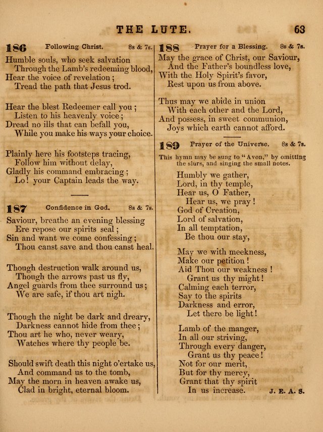 The Sabbath School Lute: a selection of hymns and appropriate melodies, adapted to the wants of Sabbath schools, families and social meetings page 63