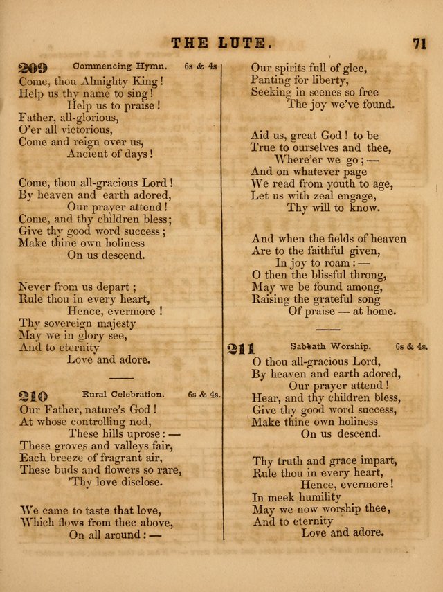 The Sabbath School Lute: a selection of hymns and appropriate melodies, adapted to the wants of Sabbath schools, families and social meetings page 71