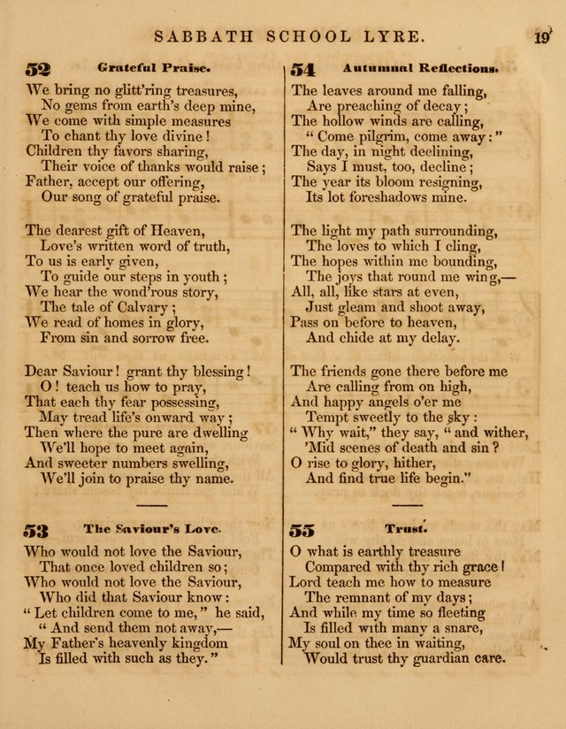 The Sabbath School Lyre: a collection of hymns and music, original and selected, for general use in sabbath schools page 19