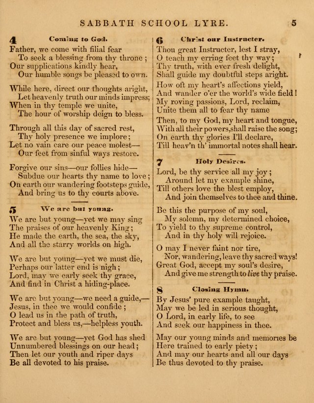 The Sabbath School Lyre: a collection of hymns and music, original and selected, for general use in sabbath schools page 5