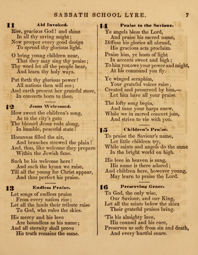 The Sabbath School Lyre: a collection of hymns and music, original and selected, for general use in sabbath schools page 7