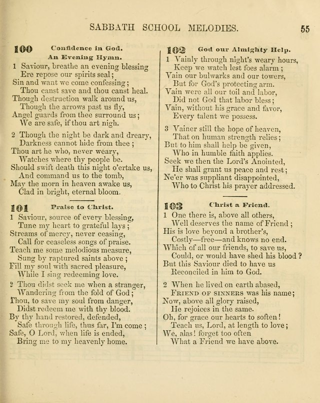 The Sabbath School Melodist: being a selection of hymns with appropriate music; for the use of Sabbath schools, families and social meetings page 55