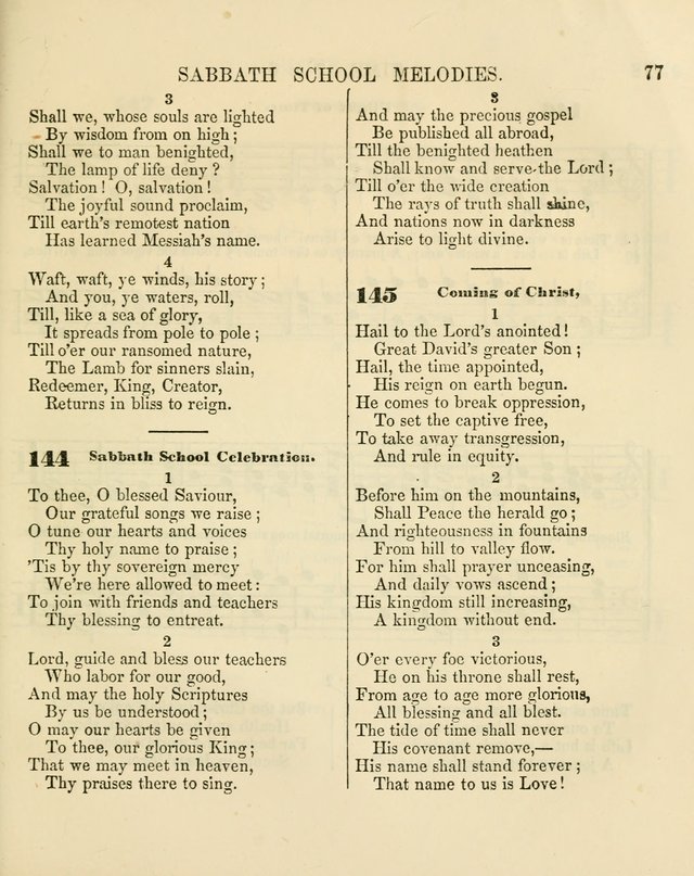 The Sabbath School Melodist: being a selection of hymns with appropriate music; for the use of Sabbath schools, families and social meetings page 77