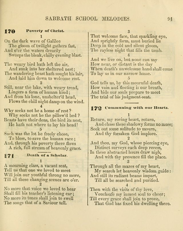 The Sabbath School Melodist: being a selection of hymns with appropriate music; for the use of Sabbath schools, families and social meetings page 91