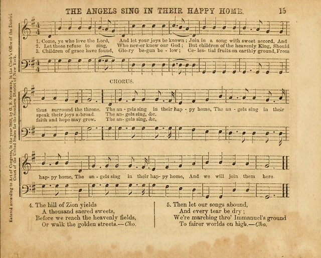 The Sabbath School Pearl or the Sunday school Army singing Book: A New Collection of choice hymns and tunes for Sunday Schools, Anniversaries, Missionary Meetings, Infant Class Exercises, &c. page 15
