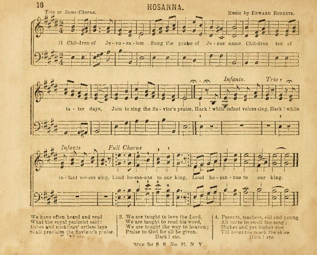 The Sabbath School Pearl or the Sunday school Army singing Book: A New Collection of choice hymns and tunes for Sunday Schools, Anniversaries, Missionary Meetings, Infant Class Exercises, &c. page 16