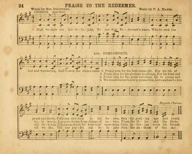 The Sabbath School Pearl or the Sunday school Army singing Book: A New Collection of choice hymns and tunes for Sunday Schools, Anniversaries, Missionary Meetings, Infant Class Exercises, &c. page 24
