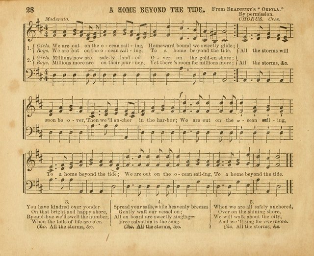 The Sabbath School Pearl or the Sunday school Army singing Book: A New Collection of choice hymns and tunes for Sunday Schools, Anniversaries, Missionary Meetings, Infant Class Exercises, &c. page 28