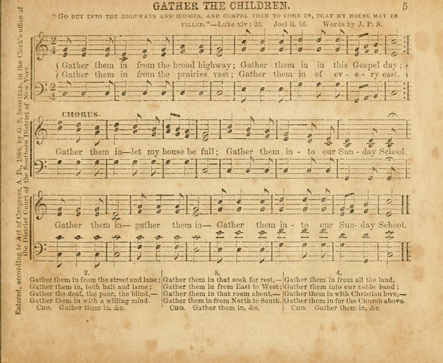 The Sabbath School Pearl or the Sunday school Army singing Book: A New Collection of choice hymns and tunes for Sunday Schools, Anniversaries, Missionary Meetings, Infant Class Exercises, &c. page 5