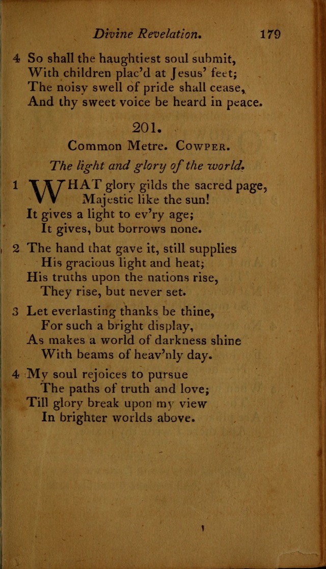 A Selection of Sacred Poetry: consisting of psalms and hymns, from Watts, Doddridge, Merrick, Scott, Cowper, Barbauld, Steele ...compiled for  the use of the Unitarian Church in Philadelphia page 179