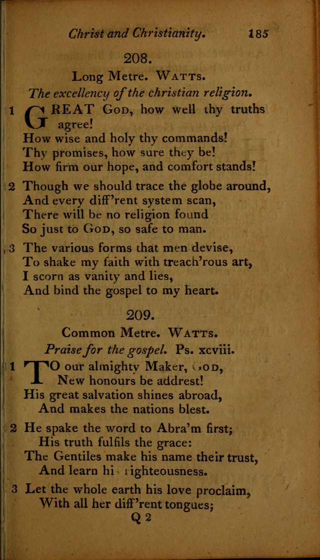 A Selection of Sacred Poetry: consisting of psalms and hymns, from Watts, Doddridge, Merrick, Scott, Cowper, Barbauld, Steele ...compiled for  the use of the Unitarian Church in Philadelphia page 185