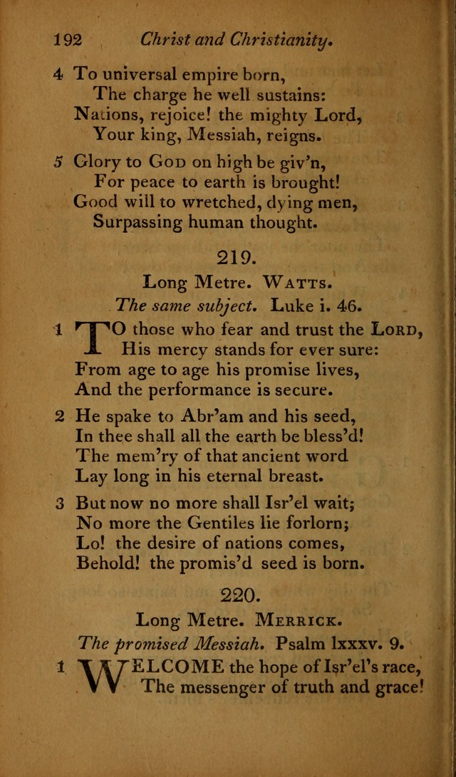 A Selection of Sacred Poetry: consisting of psalms and hymns, from Watts, Doddridge, Merrick, Scott, Cowper, Barbauld, Steele ...compiled for  the use of the Unitarian Church in Philadelphia page 192