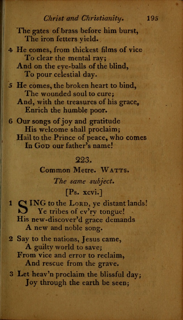 A Selection of Sacred Poetry: consisting of psalms and hymns, from Watts, Doddridge, Merrick, Scott, Cowper, Barbauld, Steele ...compiled for  the use of the Unitarian Church in Philadelphia page 195