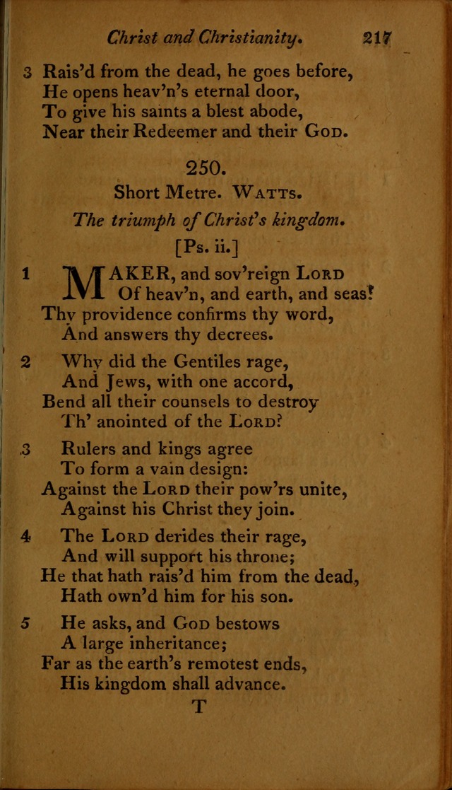 A Selection of Sacred Poetry: consisting of psalms and hymns, from Watts, Doddridge, Merrick, Scott, Cowper, Barbauld, Steele ...compiled for  the use of the Unitarian Church in Philadelphia page 217