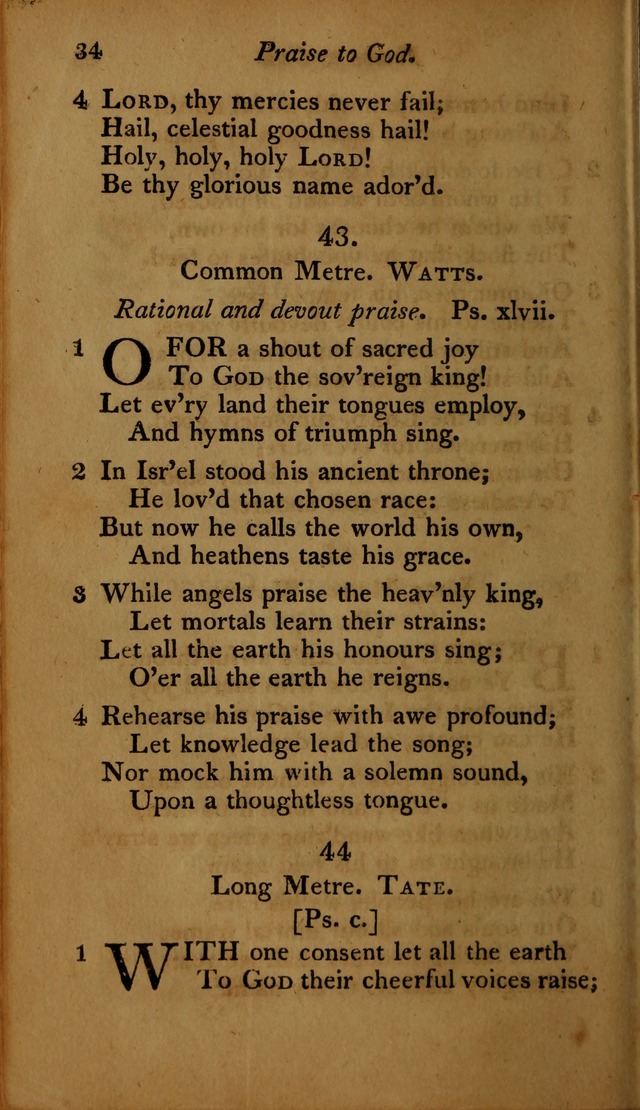 A Selection of Sacred Poetry: consisting of psalms and hymns, from Watts, Doddridge, Merrick, Scott, Cowper, Barbauld, Steele ...compiled for  the use of the Unitarian Church in Philadelphia page 34