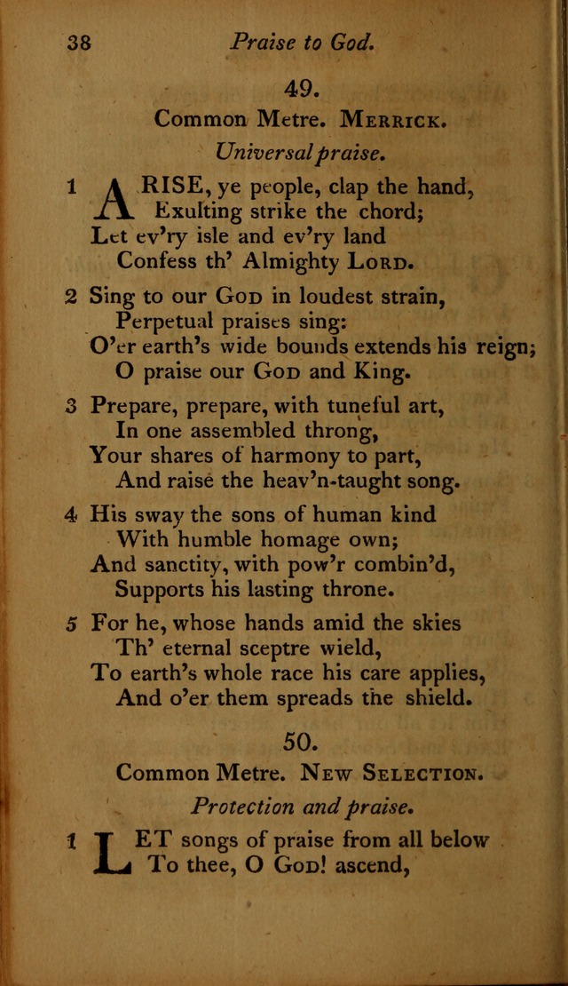 A Selection of Sacred Poetry: consisting of psalms and hymns, from Watts, Doddridge, Merrick, Scott, Cowper, Barbauld, Steele ...compiled for  the use of the Unitarian Church in Philadelphia page 38