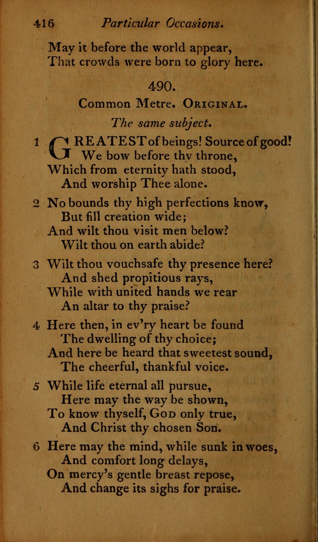 A Selection of Sacred Poetry: consisting of psalms and hymns, from Watts, Doddridge, Merrick, Scott, Cowper, Barbauld, Steele ...compiled for  the use of the Unitarian Church in Philadelphia page 416