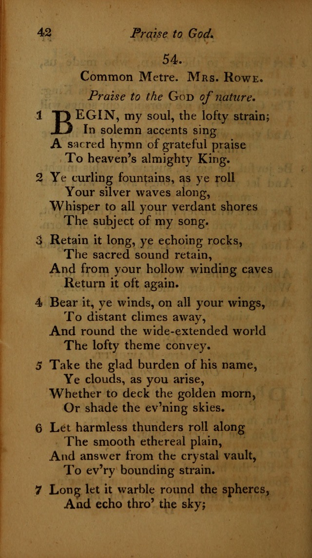 A Selection of Sacred Poetry: consisting of psalms and hymns, from Watts, Doddridge, Merrick, Scott, Cowper, Barbauld, Steele ...compiled for  the use of the Unitarian Church in Philadelphia page 42