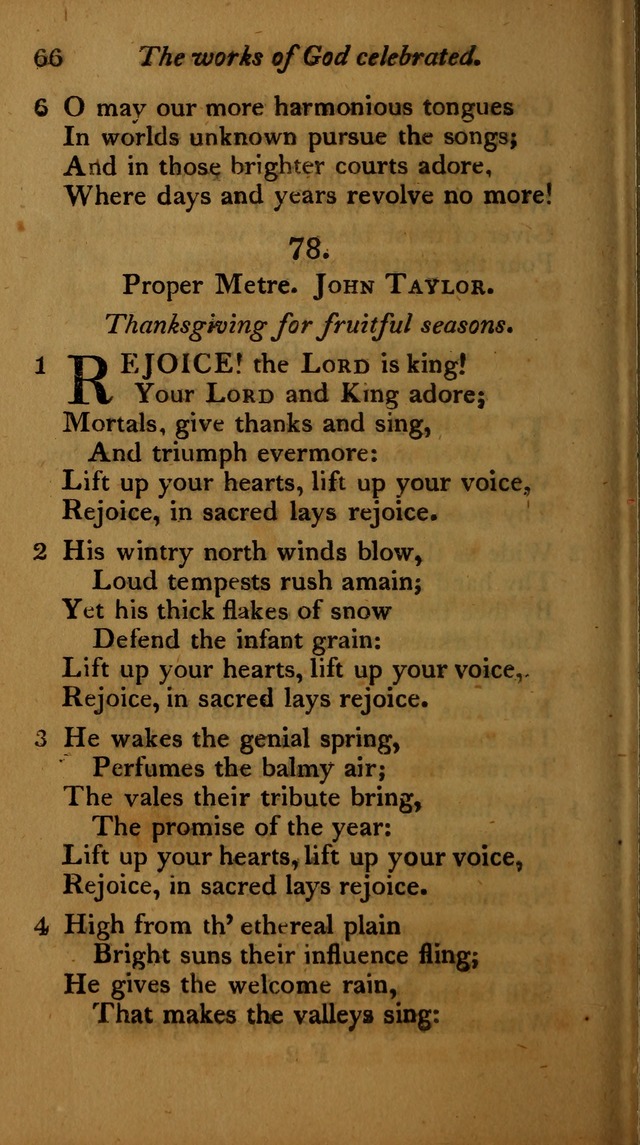 A Selection of Sacred Poetry: consisting of psalms and hymns, from Watts, Doddridge, Merrick, Scott, Cowper, Barbauld, Steele ...compiled for  the use of the Unitarian Church in Philadelphia page 66