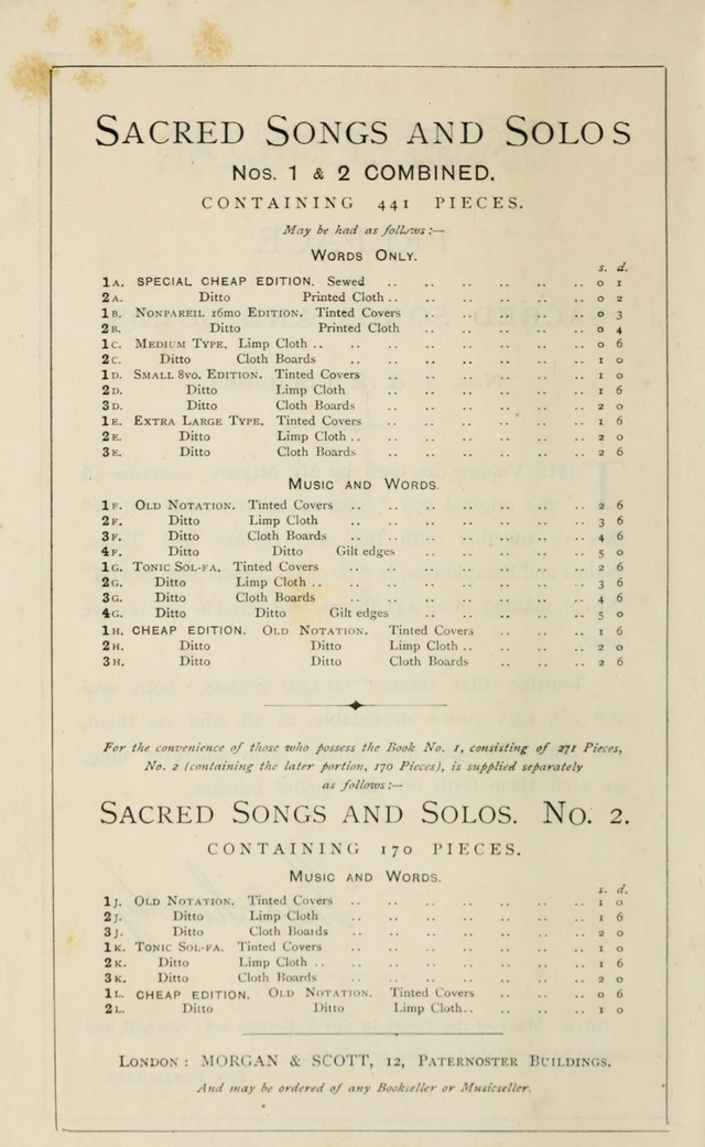 Sacred Songs & Solos: Nos 1. and 2. Combined page vii