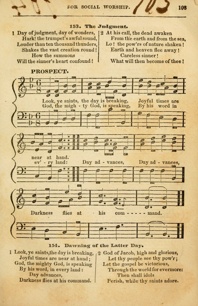 Spiritual Songs for Social Worship: adapted to the use of families and private circles in seasons of rivival, to missionary meetings, to the monthly concert, and to other occasions of special interest page 103