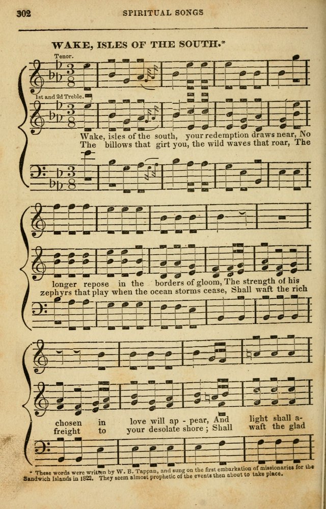 Spiritual Songs for Social Worship: adapted to the use of families and private circles in seasons of rivival, to missionary meetings, to the monthly concert, and to other occasions of special interest page 302