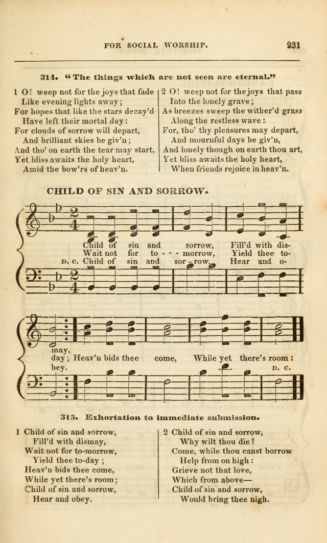 Spiritual Songs for Social Worship: adapted to the use of families and private circles, to missinary meetings, to monthly concert, and to other occasions of special interest.(Rev. and Enl. Ed.) page 231
