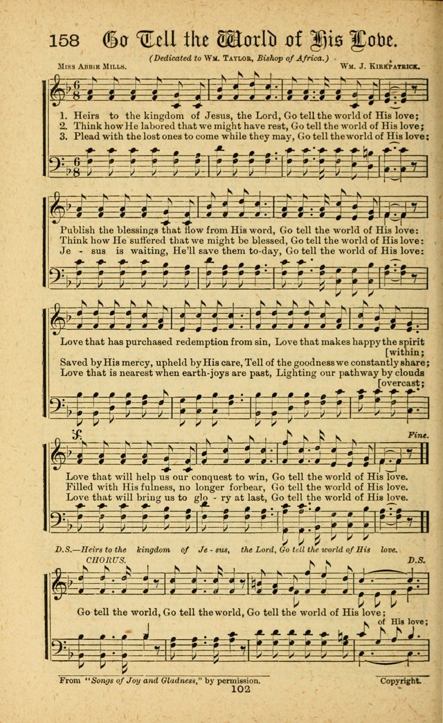Songs of Salvation: as Used by Crossley and Hunter in Evangelistic Meetings: and adapted for the church, grove, school, choir and home page 102