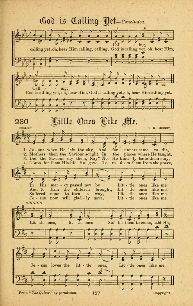 Songs of Salvation: as Used by Crossley and Hunter in Evangelistic Meetings: and adapted for the church, grove, school, choir and home page 157