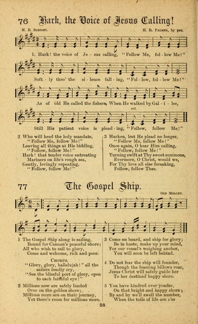 Songs of Salvation: as Used by Crossley and Hunter in Evangelistic Meetings: and adapted for the church, grove, school, choir and home page 58