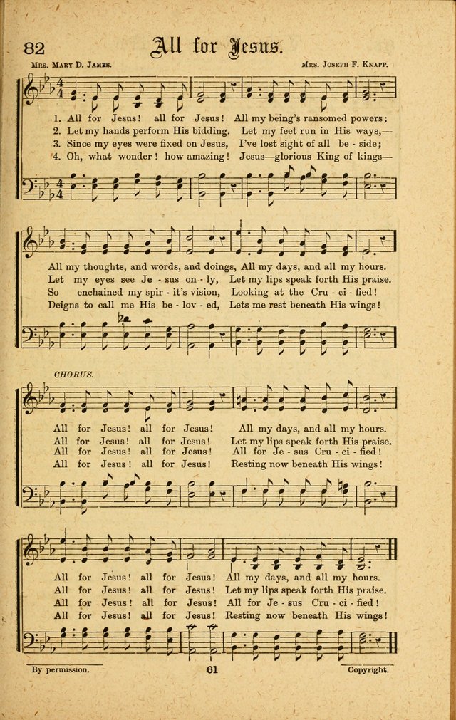 Songs of Salvation: as Used by Crossley and Hunter in Evangelistic Meetings: and adapted for the church, grove, school, choir and home page 61