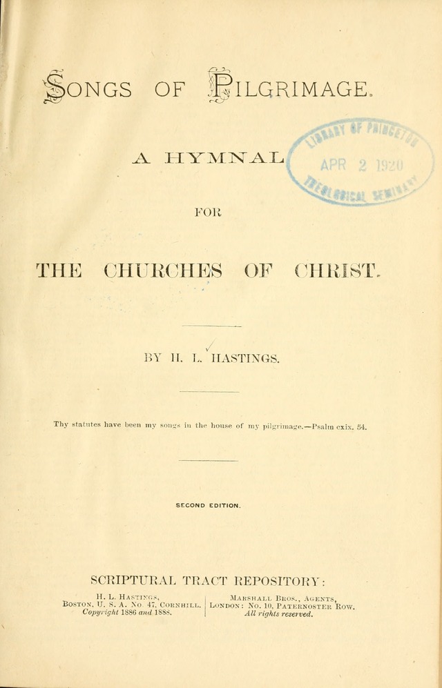 Songs of Pilgrimage: a hymnal for the churches of Christ (2nd ed.) page v