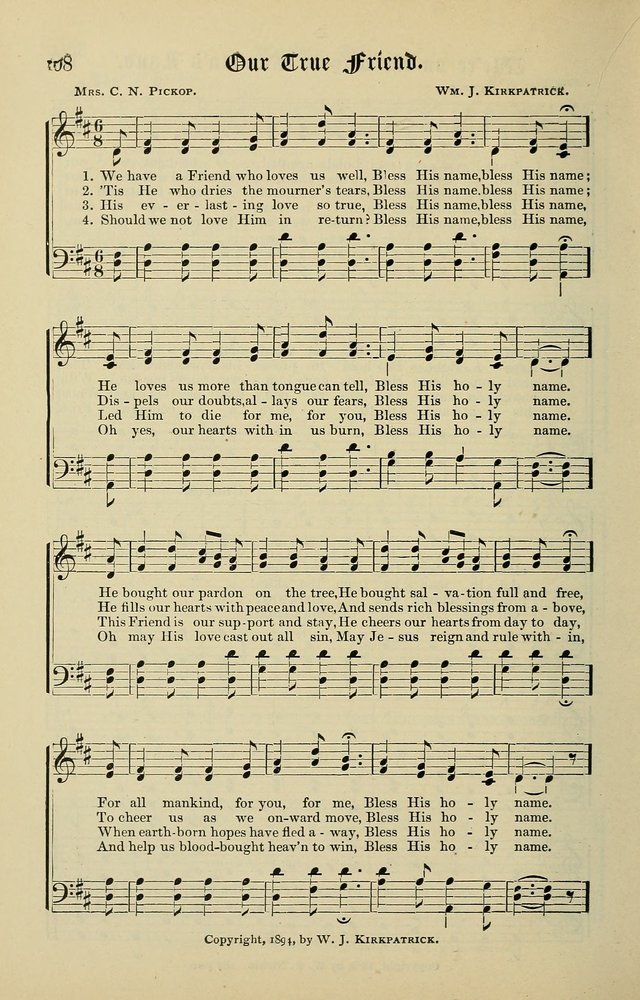 Songs of the Peacemaker: a collection of sacred songs and hymns for use in all services of the church, Sunday-school, home circle, and all kinds of evangelistic work page 108