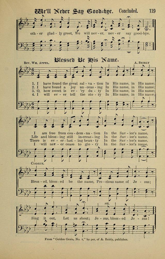 Songs of the Peacemaker: a collection of sacred songs and hymns for use in all services of the church, Sunday-school, home circle, and all kinds of evangelistic work page 119